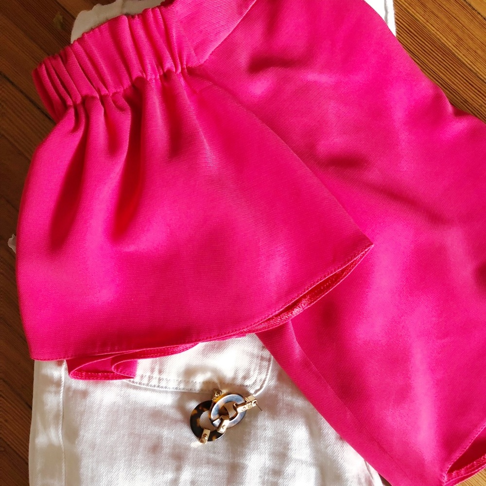 NWOT Topshop off-the-shoulder Margarita Pink Top